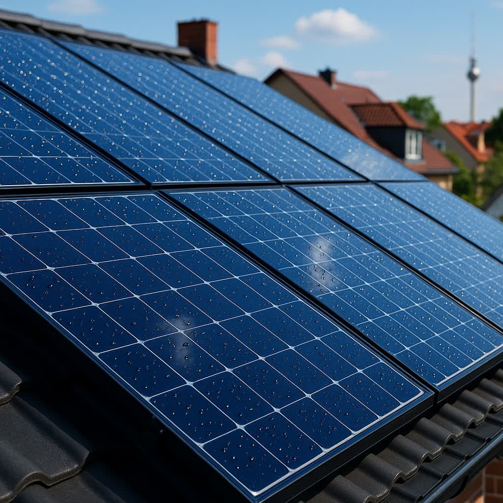 PV-Modulreinigung auf einem Berliner Flachdach